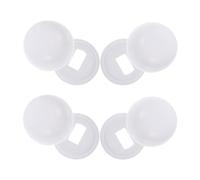 4 Pair Toilet Bolt Covers for Toilet Seat Hinges White Plastic | Decorative Concealment, Smooth Surface, 3.10x3.10cm Washer Size, 1.30x0.75cm Inner Hole