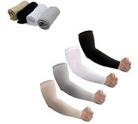 4 Pair UV Sun Protection Compression Arm Sleeves for Men & Women, Tattoo Cover Up, Cooling Athletic Sports Sleeve for Football, Golf, Volleyball, Fishing, Running, Play Basketball, Cycling&Hiking