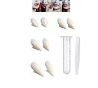 4 Pair Vampire Fangs Kit, 2 Sizes Custom Fangs Vampire Teeth Fake Dentures with 1 Tube Teeth Pellets Adhesive for Cosplay Party Props Halloween Costume Props Horror Party Favors (13mm 15mm)