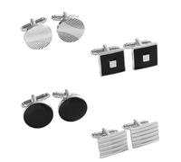 4 Pairs Alloy Cufflinks, Premium Quality High-Polished Surface for Weddings & Business Meetings, Versatile Design for Cuff Shirts