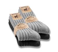 4 Pairs Alpaca Socks Men Women Wool Socks Warm Winter Socks, Charcoal Grey, 43-46