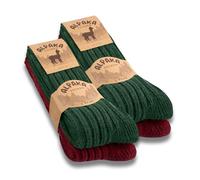 4 Pairs Alpaca Socks Men Women Wool Socks Warm Winter Socks, Red Green, 35-38