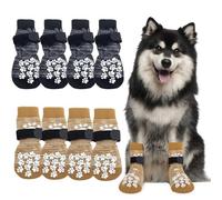4 Pairs Anti-Slip Dog Socks with Grips - Stop Licking Paws, Reflective & Adjustable Dog Booties for Senior Dogs, Indoor Traction on Hardwood Floors, Paw Protector for Injured PawsGradient,L)