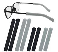 4 Pairs Anti-Slip Elastic Comfort Glasses Ear Grip, S/L, 2 Size, Eyeglasses Temple Tips Sleeve Retainer, Soft Well-Fitting Glasses Ear Cushion, Knitting Cotton Fabric Glassses Ear Grips, Black/Grey