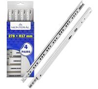 4 Pairs Ball Bearing Drawer Runners 278 mm x H 17 mm - Telescopic Draw Runners Replacement Have a Partial Extension of 201 mm - Warranty 10 Years - MONTERAL