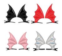 4 Pairs Bat Wing Hair Clips Halloween Bat Ears Gothic Devil Hairpins