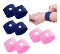 4 Pairs Car Motion Sickness - Travel Motion Car Sickness Relief Bands for Kids,Sea Sickness Wristbands for Sea Travel (Two Pairs Each of Pink and Blue)