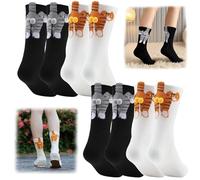 4 Pairs Cat Socks with Balls, Cute Cat Socks with Balls, Cotton Fun Animal Mid-Tube Sock Suitable Gifts for Female Cats Lovers