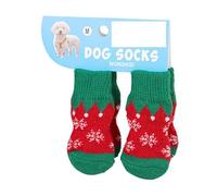 4 Pairs Christmas Dog Socks with Non-Slip Grips - Warm Reindeer & Snowman Pattern, Dirt-Resistant Paw Protectors for Small Dogs, Elderly Pets & Teddies(013 m code)