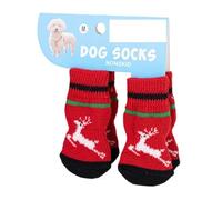 4 Pairs Christmas Dog Socks with Non-Slip Grips - Warm Reindeer & Snowman Pattern, Dirt-Resistant Paw Protectors for Small Dogs, Elderly Pets & Teddies(008 m code)