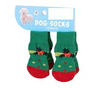 4 Pairs Christmas Dog Socks with Non-Slip Grips - Warm Reindeer & Snowman Pattern, Dirt-Resistant Paw Protectors for Small Dogs, Elderly Pets & Teddies(011 m code)