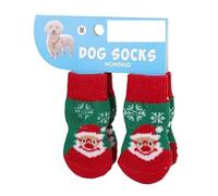 4 Pairs Christmas Dog Socks with Non-Slip Grips - Warm Reindeer & Snowman Pattern, Dirt-Resistant Paw Protectors for Small Dogs, Elderly Pets & Teddies(001 m code)