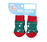 4 Pairs Christmas Dog Socks with Non-Slip Grips - Warm Reindeer & Snowman Pattern, Dirt-Resistant Paw Protectors for Small Dogs, Elderly Pets & Teddies(005 m code)