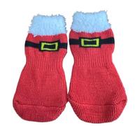 4 Pairs Christmas Dog Socks with Non-Slip Grips - Warm Reindeer & Snowman Pattern, Dirt-Resistant Paw Protectors for Small Dogs, Elderly Pets & Teddies(007 m code)