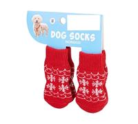 4 Pairs Christmas Dog Socks with Non-Slip Grips - Warm Reindeer & Snowman Pattern, Dirt-Resistant Paw Protectors for Small Dogs, Elderly Pets & Teddies(010 m code)