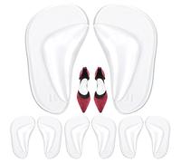 4 Pairs Clear Gel Arch Support Insoles, Adhesive Silicone Flat Feet Arch Pad Reusable Plantar Fasciitis Shoe Inserts Cushions for Relieve Pressure and Foot Pain(Clear)