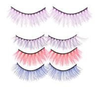 4 Pairs Colored 3d Fake Eyelashes Artificial Soft Faux Lashes | Mixed Colour Stage Makeup, Delicate Charming Style, Easy to Wear, for Women on Many Occasions Random Color