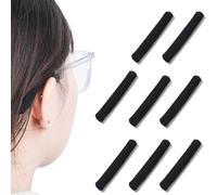 4 Pairs Cotton Eyeglasses Ear Cushion - Soft Fabric Ear Grippers, Anti Slip Eyeglass Ears Grips, Glasses Hanger Holder for Behind The Ears Keep from Sliding, Fit Eyewear/Sunglasses(Black)