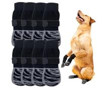 4 Pairs Dog Anti-Slip Paw Protector Socks With Grips - Waterproof, Adjustable for Small to Large Dogs on Hardwood Floors (Striped Black XS+M Size)