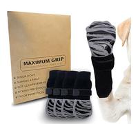 4 Pairs Dog Socks, Anti-Slip Dog Boots with Grippers for Hardwood Floors, Dog Paw Protectors for Senior/Active Dogs to Prevent Licking & Slipping