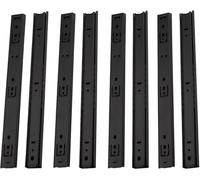 4 Pairs Drawer Slides 27mm x 400mm Telescopic Runners, Full Extension Guide Rails, Heavy Duty Black Drawer Runners for Smooth Gliding Storage Solutions