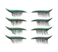 4 Pairs Eyeliner Eyelash Stickers Plastic Self Adhesive Waterproof | Green Sparkle Eye Line Strips for Women, Cosplay and Daily Wear, Easy Tear off Design, Simple Use