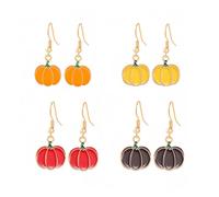 4 Pairs Fall Maple Leaf Pumpkin Earrings Set Cute Enamel Colorful Red Maple Leaves Turkey Dangle Drop Earrings for Women Thanksgiving Celebration Autumn Festival Harvest Holiday Fashion Jewelry, M