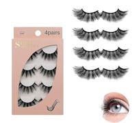 4 Pairs False Eyelashes, Strip Lashes, Reusable, 3D Natural Fluffy for All Eyes Makeup Eyelashes Extension (Thick)