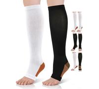 4 pairs Flight Compression Socks for Women or Men Toeless Compression Stockings Supports Socks for Flying Running Sports Nurse