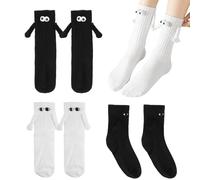 4 Pairs Funny Magnetic Socks, Funny Hold Hands Couple Socks, Magnetic Connection Socks, Friendship Socks, Hand in Hand Socks, Novelty Socks for Women Men, Novelty Gift for Christmas, Valentine's Day