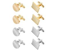 4 Pairs Gold Cufflinks for Men, Classic Tone Cuff Links Mens