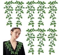 4 Pairs Green Lace Forest Leaves Vine Applique Patches Leaf Sewing Embroidery Applique Bohemian Shoulder Collar Embellishment Decorative Patches for Clothing Bags DIY Accessory Craft