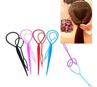 4 Pairs Hair Tail Tools, Hair Braid Accessories, Ponytail Maker for women Girs, French Braid Tool Loop for Hair Styling (4 Colors Set)