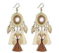 4 Pairs Handmade Raffia Rattan Boho Round Drop Earrings Set Beach Essentials Summer Manifesto - Holiday Essentials