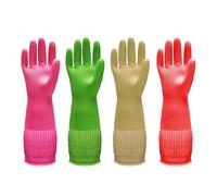 4 Pairs Heavy Duty Washing Up Gloves - Durable Cleaning Gloves with Non-Slip Grip, Waterproof Rubber Gloves Medium for Dishwashing, Household Cleaning, Gardening, Car Washing & Everyday Chores