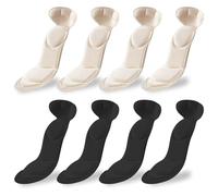 4 Pairs Heel Insoles for Women Shoe Too Big, Shoe Size Reducer Inserts, Comfortable & Breathable, Cut-to-Size (Black, Nude)