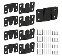 4 Pairs Interlocking Flush Mount Bracket Picture Hanging Hooks Black Stainless Steel Heavy Duty Photo Frame Hook Large Picture Hanger Buckle Furniture Connector Headboard Wall Mounting Hardware