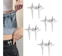 4 Pairs Jeans Waist Tightener,Adjustable Jeans Buttons Pins,Star Pant Waist Tightener Clips,Stars Je/an Buttons,No Sew Adju/Stable Bu/tton Pins Reusable Tigh/tener Detachable Bu/ttons,Portable