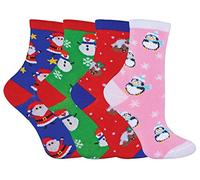 4 Pairs Kids Cotton Rich Christmas Socks | Festive | Winter | 4 Designs (as8, age, 4_years, 6_years, regular, Assorted)
