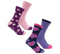 4 Pairs Ladies Forever Dreaming Cosy Slipper Socks 41B493 Heart/Spot