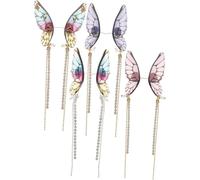 4 Pairs Long Butterfly Wing Earrings Dangle Rainbow Rhinestones Hypoallergenic Material, Handcrafted Craftsmanship, Exquisite Detail Women, Lightweight Fairy Wing Jewellery for Party and Daily Wear