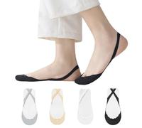 4 Pairs Low Cut Boat Socks, Non Slip Invisible Liner Socks with Heels Cushion Pads for Women, Lightweight Breathable