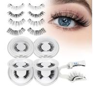 4 Pairs Magnetic Eyelashes with Applicator, Higu claceMagnetic Eye Lashes No Glue or Eyeliner Needed, Reusable False-Lash Easy to Wear and Remove(Style 4D-3)