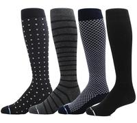 4 Pairs Men's Dr. Motion Athletic Traveler Graduated Compression Knee High Socks - -