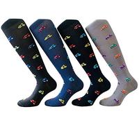 4 Pairs Men's Knee Hight Socks in Mercerized Cotton Made in Italy - One Size (Combination 3)