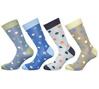 4 Pairs Men's Mid-Calf Socks in Mercerized Cotton Made in Italy - One Size (Combination 2)