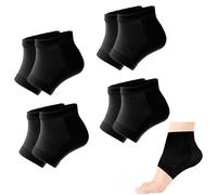 4 Pairs Moisturizing-Cracked-Ventilate Silicone Socks - Moisturizing Gel Heel Socks for Cracked Heel Repair Open Toe Design for Foot Care Treatment Overnight - Black