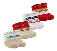 4 Pairs Multipack Baby Xmas Socks | Novelty Assorted Fluffy Christmas Socks in Bag | 0-6 6-12 months (0-6 Months, Assorted)