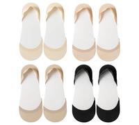 4 Pairs No Show Ice Silk Socks for Women,Breathable Non Slip with Silicone Strips Invisiable Socks, Low Cut Liner Ankle Socks Ffor Loafers Sneakers Flats Boat Shoes High-Heel. (Cotton, Mixed Colours)
