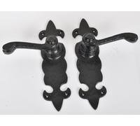 4 Pairs Of Basta Antique Black Fleur De Lys Cast Iron Mortice Door Handles BC006